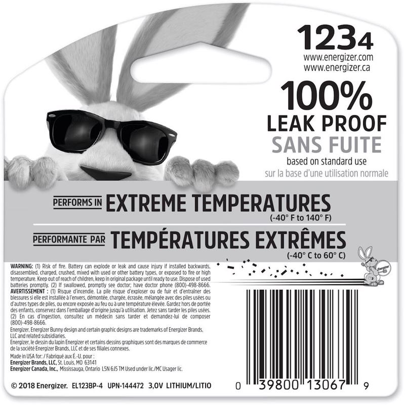 Energizer Lithium 123 3 V Camera Battery 4 pk