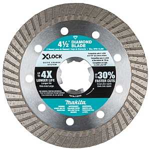 Makita X-LOCK E-07216 Series Blade, Diamond Blade, 4-1/2 in Dia, 7/8 in Arbor, Turbo Rim