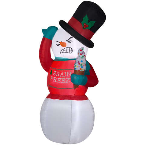 Gemmy LED White Snowman Brain Freeze 72 in. Inflatable