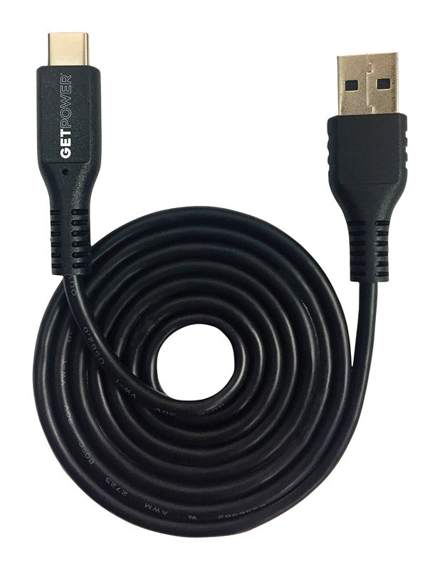 GetPower 3 ft. L USB Type A to USB Type C Charging and Sync Cable 1 pk, Pack of 50