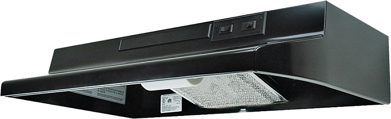 Air King AV1306 Range Hood, 180 cfm, 2 Fan, 30 in W, 12 in D, 6 in H, Steel, Black