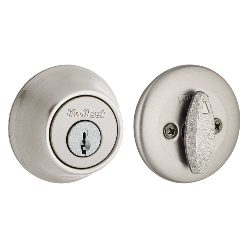 Kwikset 660 15RCLRCSK3BX Deadbolt, Metal, Satin Nickel, 2-3/8, 2-3/4 in Backset, 1-3/4 to 1-3/8 in Thick Door, Pack of 3