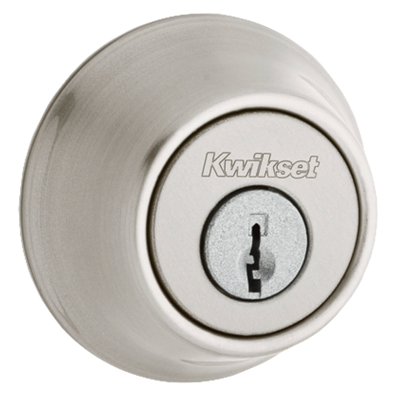 Kwikset 660 15RCLRCSK3BX Deadbolt, Metal, Satin Nickel, 2-3/8, 2-3/4 in Backset, 1-3/4 to 1-3/8 in Thick Door, Pack of 3