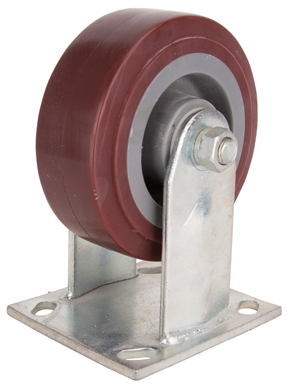 ProSource JC-P03 Rigid Caster, 5 in Dia Wheel, 2 in W Wheel, Polyurethane Wheel, Gray, 450 lb, Steel Housing Material