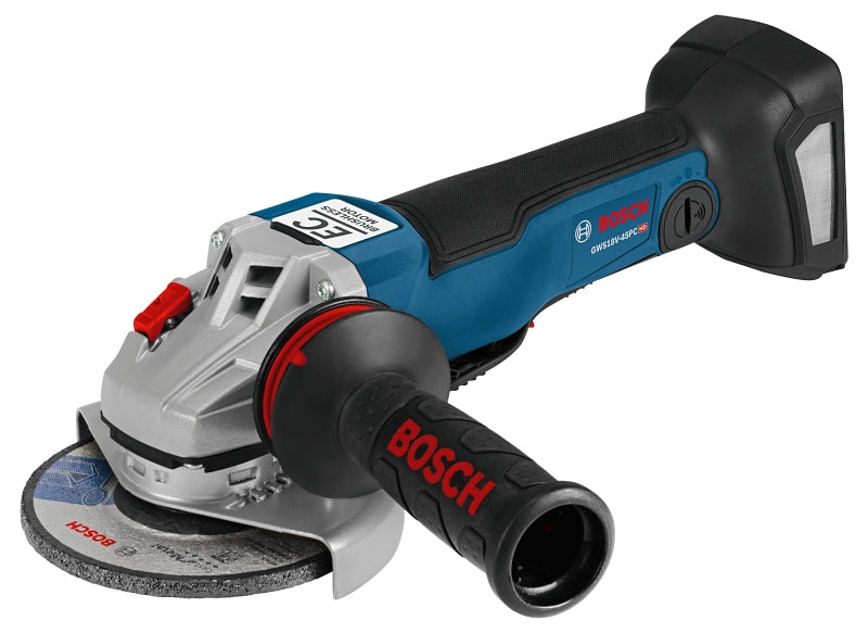 Bosch GWS18V-45PCN Series EC Brushless Angle Grinder with No Lock-On Paddle Switch, Tool Only, 6.3 Ah, Side Handle