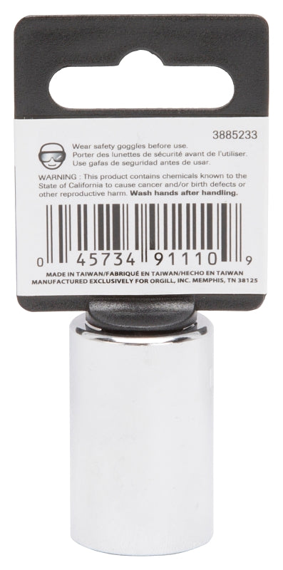 Vulcan MT6529952 Drive Socket, 18 mm Socket, 1/2 in Drive, 12-Point, Chrome Vanadium Steel, Chrome