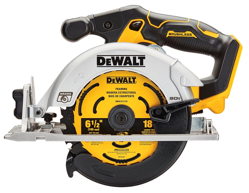 DEWALT XR 20V MAX Series DCS565B Circular Saw, Tool Only, 20 V, 6-1/2 in Dia Blade, 1-5/8, 2-1/8 in Cutting Capacity