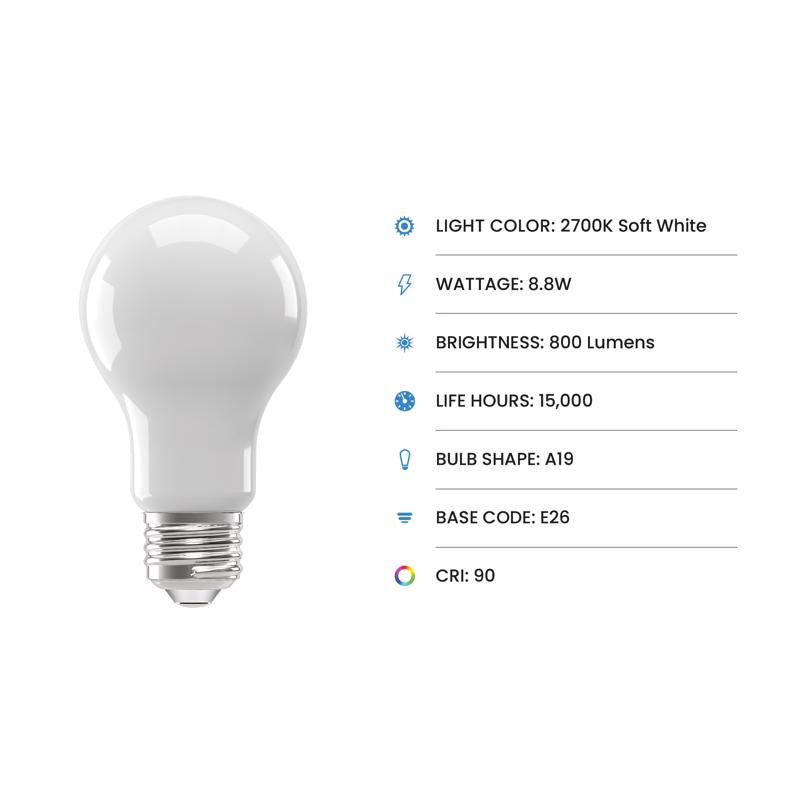 Feit Enhance A19 E26 (Medium) LED Bulb Soft White 60 Watt Equivalence 4 pk, Pack of 4