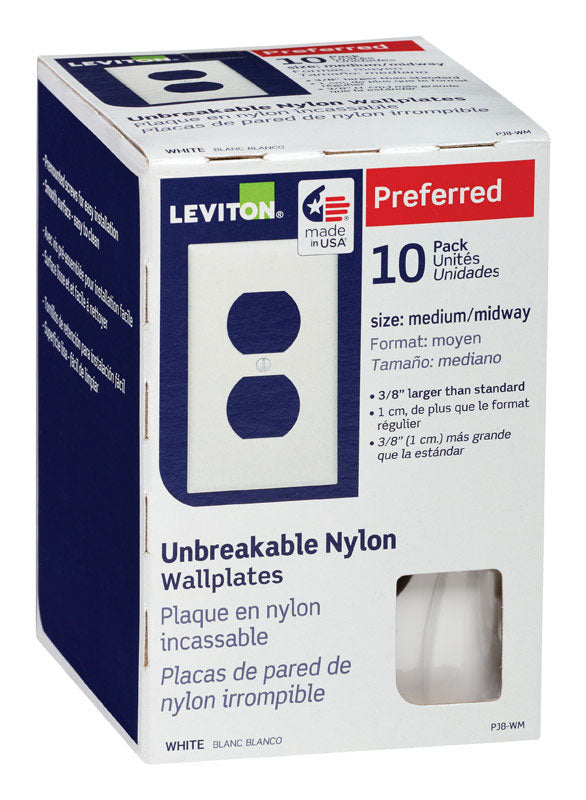 Leviton White 1 gang Thermoplastic Nylon Duplex Wall Plate 1 pk