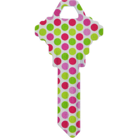 HILLMAN Wackey Polka Dots House/Office Universal Key Blank SC1 Single, Pack of 6