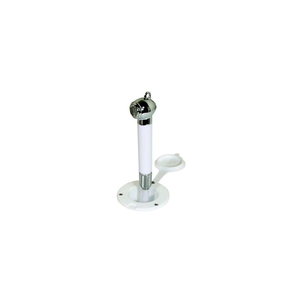 Scandvik 10055 Recessed Transom Shower White With 6' Nylon Hose, Horizontal Mount Only