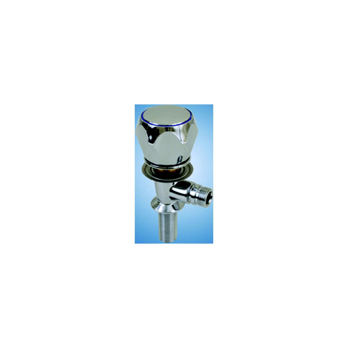 Scandvik 10091 Chrome Plated Brass Compact Cold Water Tap For Shower Control With Chrome Plastic Knob (Bulkhead or Counter Top Mount)
