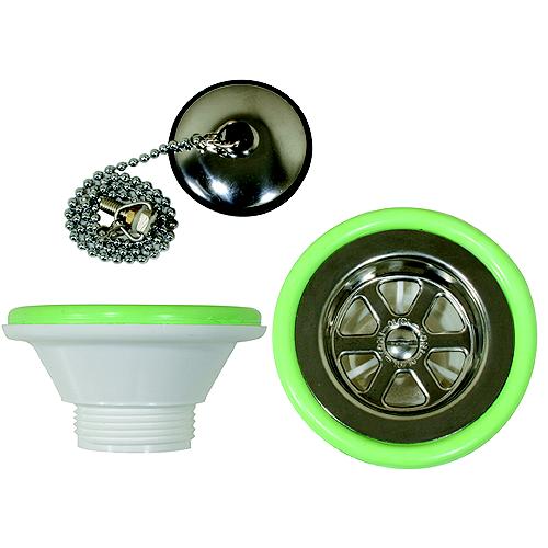 Scandvik 10300 1-1/4″ Outlet Sink Drain With Stopper Fits 2-1/16″ Drain Hole