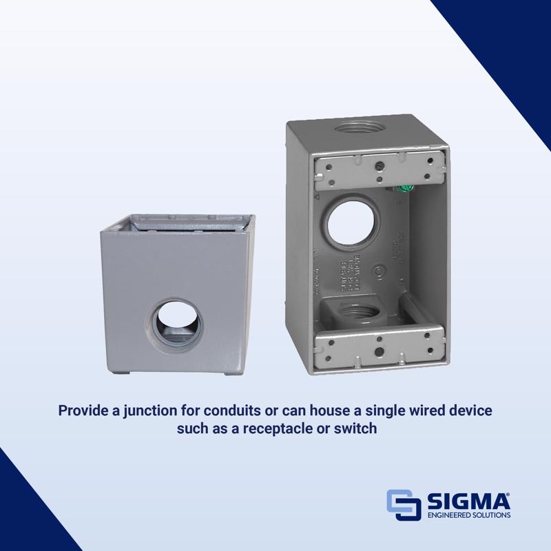 Sigma Engineered Solutions New Work 25.5 cu in Rectangle Metallic 1 gang Weatherproof Box Gray