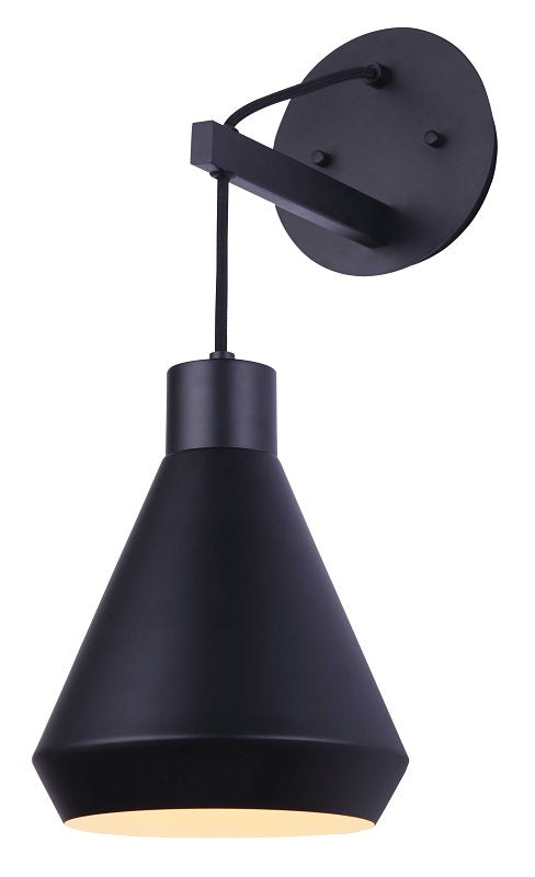Canarm BYCK Series IWF1020A01BK Wall Light, 120 V, 60 W, 1-Lamp, Type A Lamp, Metal Fixture, Black Fixture