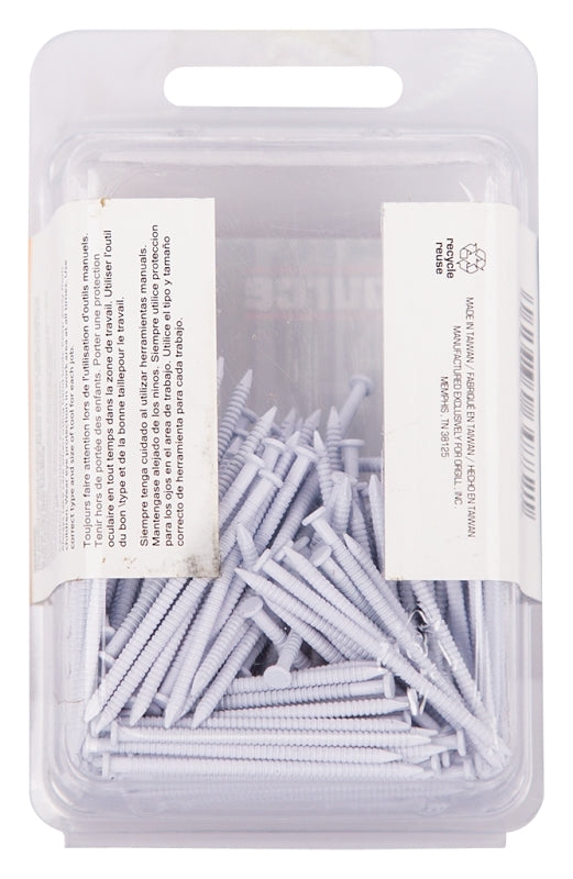 ProSource NTP-082-PS Panel Nail, 15D, 1-5/8 in L, Steel, Painted, Flat Head, Ring Shank, White, 171 lb, Pack of 5