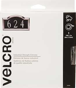 VELCRO Brand 91365 Hook and Loop Fastener, 1 in W, 10 ft L, Nylon, Titanium, Rubber Adhesive