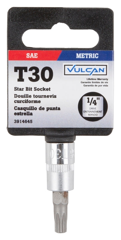 Vulcan 55050030SD Star Bit Socket, T30 Tip, Chrome