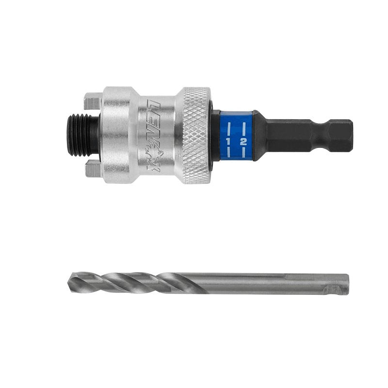 Lenox Speed Slot LXAH9938PBM Hole Saw Arbor, 3/8 in Shank, 9/16 to 1-3/16 in Dia Bit, Hex Shank