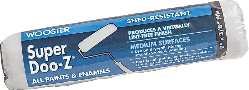 Wooster R205-9 Roller Cover, White, 3/8 in Thick Nap, 9 in L