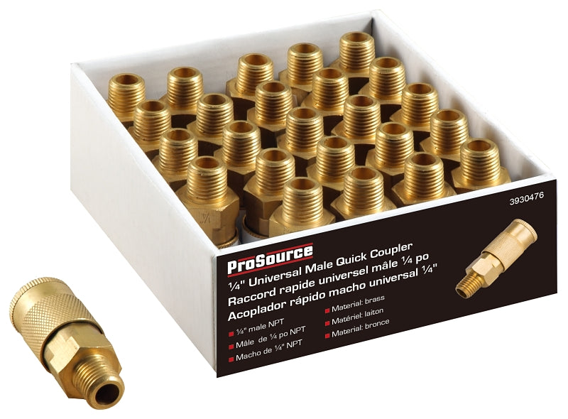 ProSource ATA-056 Universal Quick Coupler, 1/4 in, Female, Brass, Pack of 25