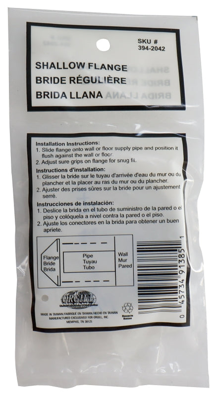 ProSource TW0912 Shallow Flange, 2.4 in, For: 1/2 in Iron Pipes, Chrome