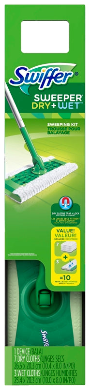 Swiffer 3700092814 Floor Sweeper Starter Kit, Includes: Dry Sweeping and Wet Mopping Refills and Hang Tag, Pack of 6