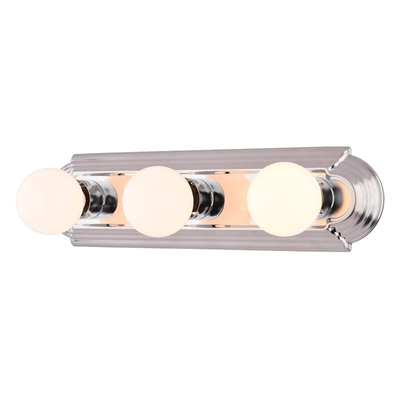 Boston Harbor 046043-CHROME Vanity Bar Fixture, 100 W, 3-Lamp, G Lamp, Steel Fixture, Polished Chrome Fixture
