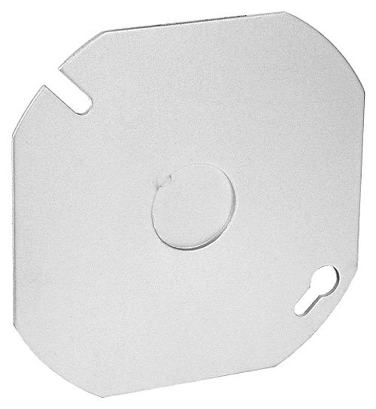 Southwire 54C6-UPC Flat Blank Cover, 4 in W, Octagonal, 1-Gang, Steel, Silver, Zinc-Plated