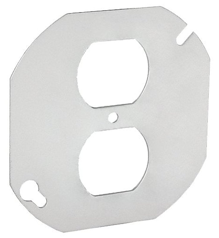 Southwire 54C40-UPC Flat Blank Cover, 4 in W, Octagonal, 2-Gang, Steel, Silver, Galvanized