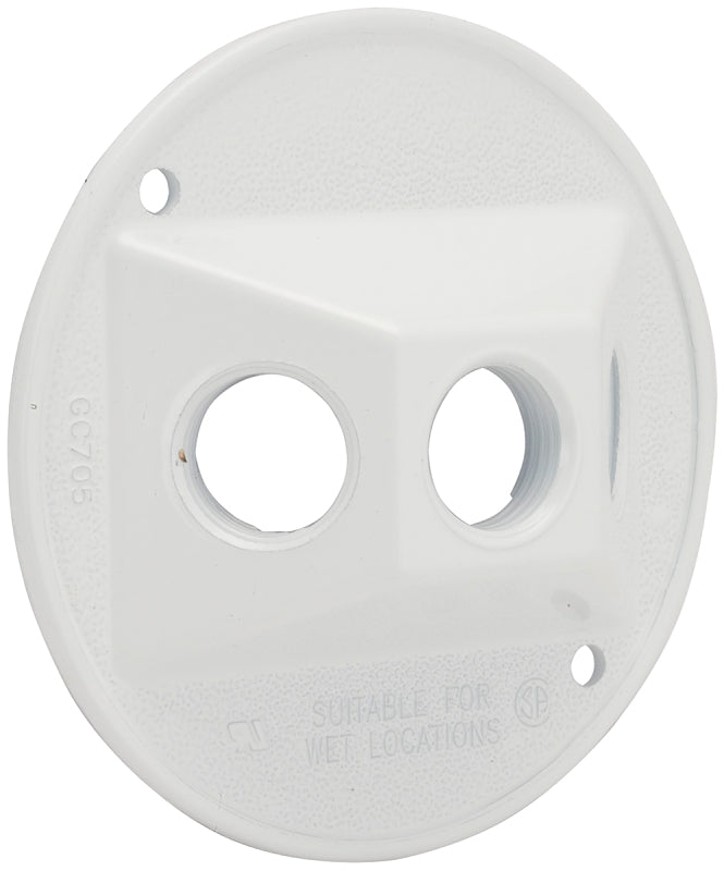 Bell Outdoor 5197-1 Weatherproof Cluster Cover, 4-1/8 in Dia, 1.094 in L, 4-1/8 in W, Round, Aluminum, White