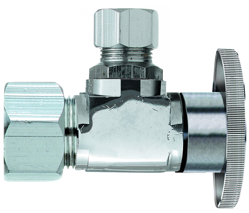 Plumb Pak PP61PCLF Shut-Off Valve, Angle, 5/8 x 3/8 in Connection, Compression, Brass Body