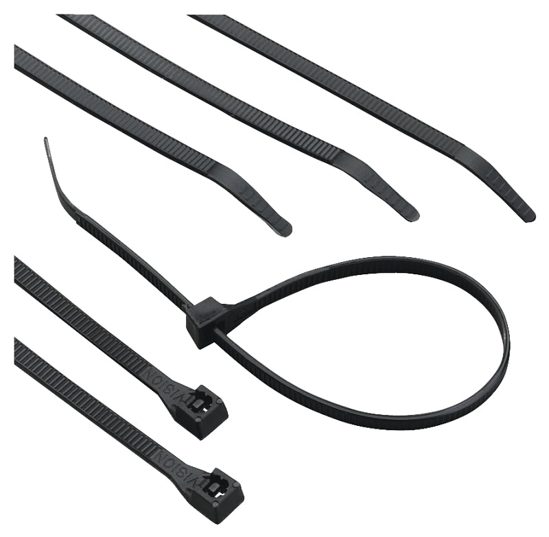 Calterm 73273 Cable Tie, 0.27 in Max Bundle Dia, 6/6 Nylon, Black, 11 in L, 100/BAG