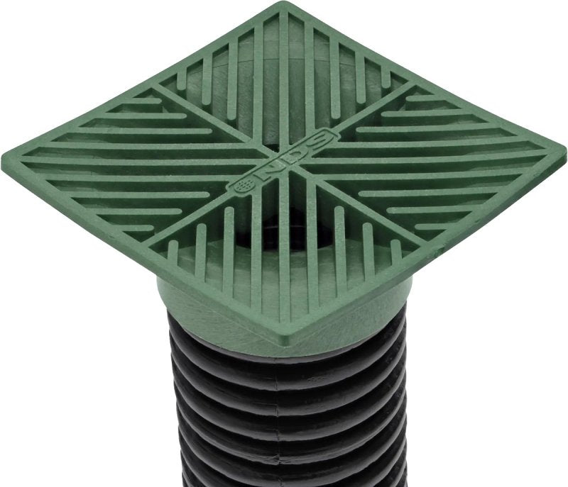 NDS 05 Drain Grate, 6 in Dia, 5.88 in L, 5.88 in W, Square, 1/4 in Grate Opening, HDPE, Green, ADA Compliant