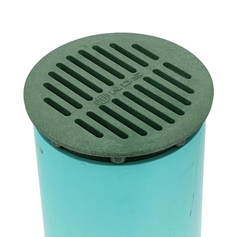 NDS 50 Drop-In Grate, 6 in Dia, 6-3/4 in L, 6-3/4 in W, Round, HDPE, Green