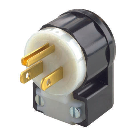 Leviton Industrial Nylon Angle Ground/Straight Blade Plug 5-15P 18-10 AWG 2 Pole 3 Wire