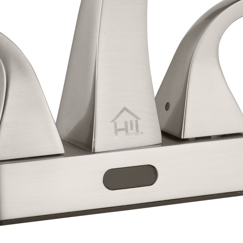 Homewerks Brushed Nickel Motion Sensing Modern Centerset Bathroom Sink Faucet 4 in.