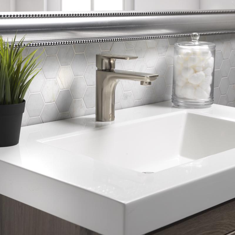 Homewerks Brushed Nickel Motion Sensing Modern Single-Handle Bathroom Sink Faucet 2 in.