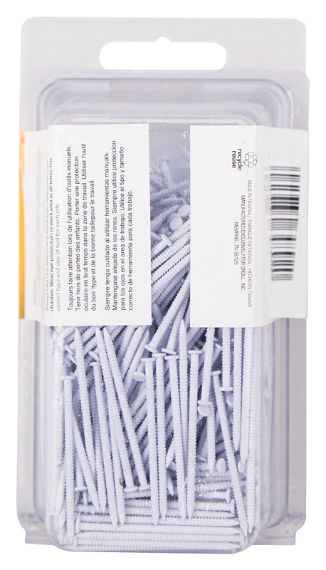 ProSource NTP-162-PS Panel Nail, 15D, 1-5/8 in L, Steel, Painted, Flat Head, Ring Shank, White, Pack of 4
