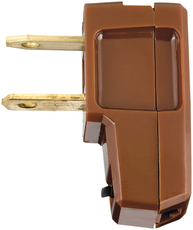 Eaton Wiring Devices BP2600-6B-L Electrical Plug, Polarized, 18 to 2 AWG, 2-Pole, 15 A, 125 V, NEMA: NEMA 1-15, Brown