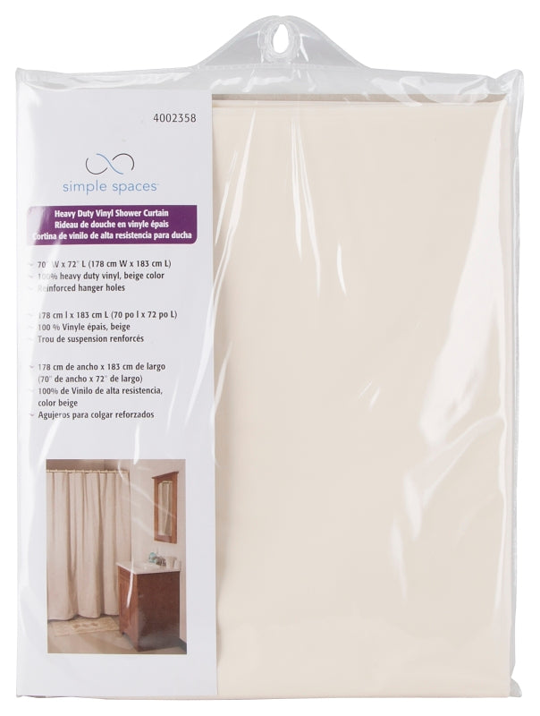 Simple Spaces SD-MCP01-B3L Shower Curtain, Vinyl, Beige, Beige