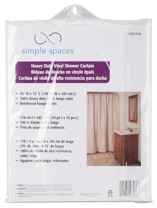 Simple Spaces SD-MCP01-B3L Shower Curtain, Vinyl, Beige, Beige