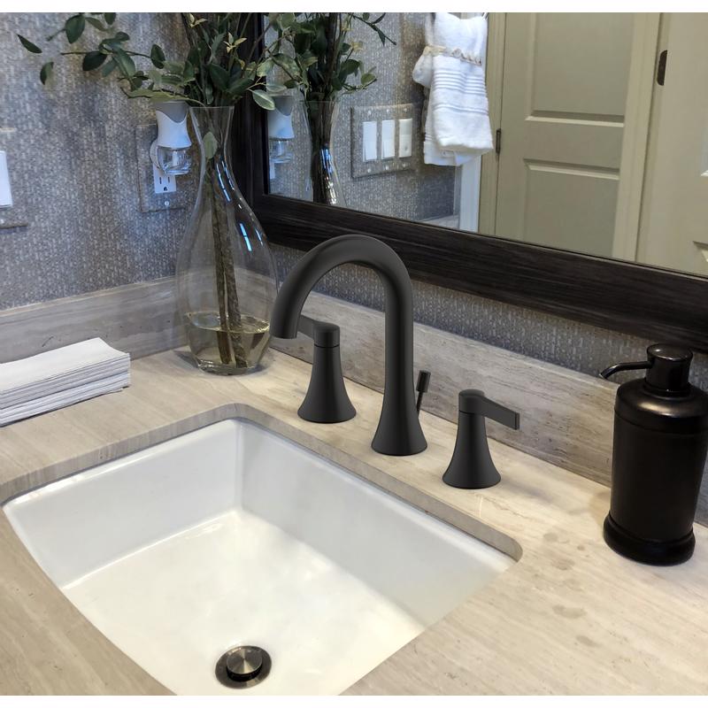 Ultra Faucets Nita Matte Black Contemporary Widespread Bathroom Sink Faucet 8 in.