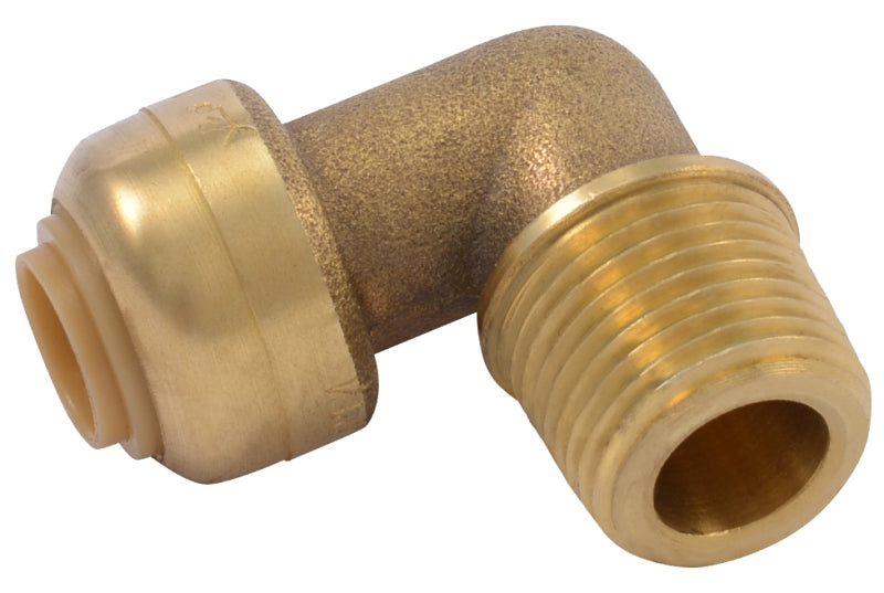 SharkBite U276LFA Dishwasher Elbow, 1/4 x 3/8 in, Slip Joint x MNPT, Brass, Chrome-Plated/Natural Brass
