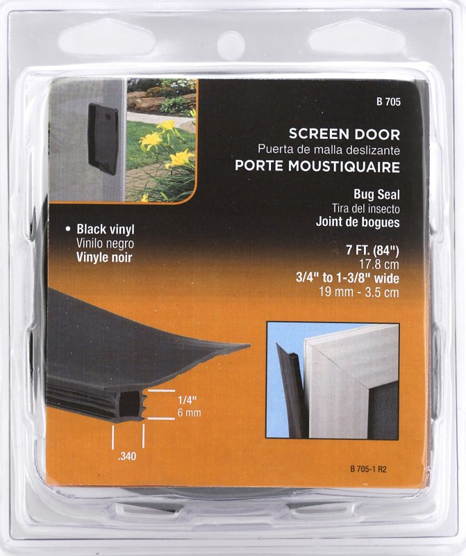 Prime-Line B 705 Bug Seal, 3/4 to 1-3/8 in W, 7 in L, Vinyl