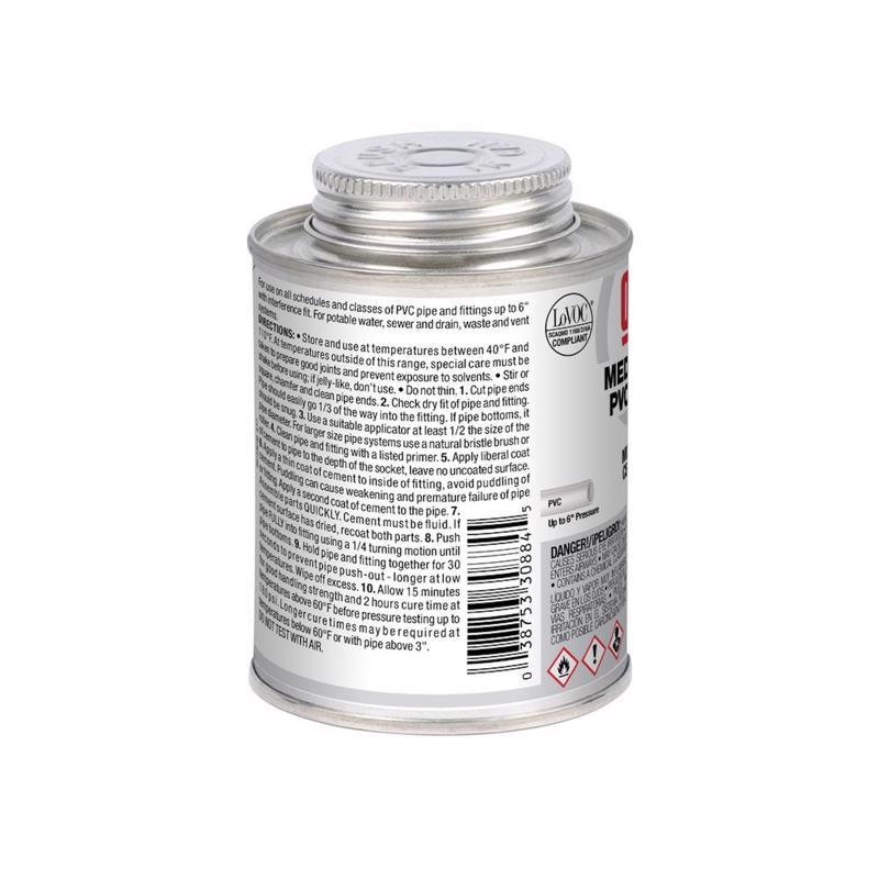 Oatey 31094 Solvent Cement, 8 oz Can, Liquid, Gray
