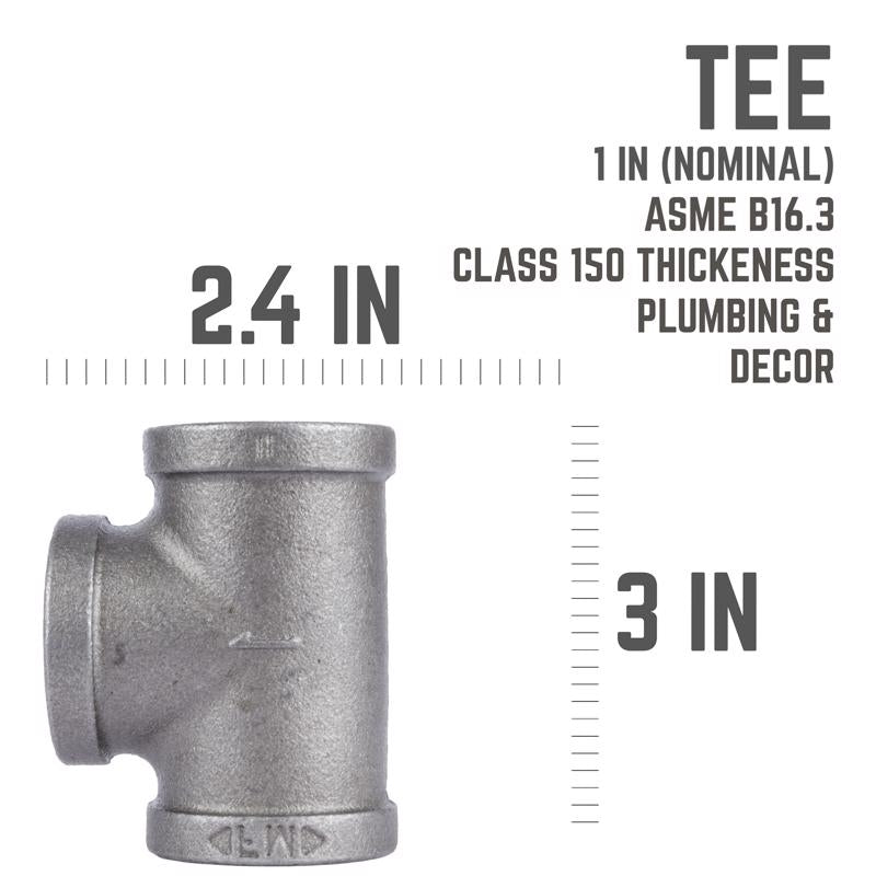 STZ Industries 1 in. FIP each X 1 in. D FIP 1 in. D FIP Black Malleable Iron Tee, Pack of 5