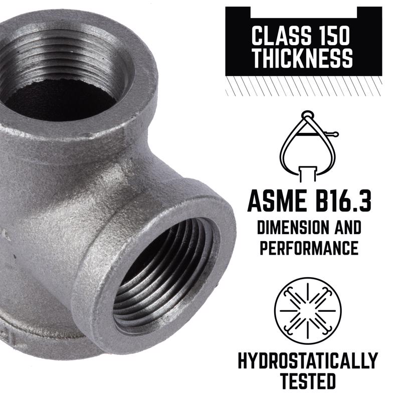 STZ Industries 1 in. FIP each X 1 in. D FIP 1 in. D FIP Black Malleable Iron Tee, Pack of 5