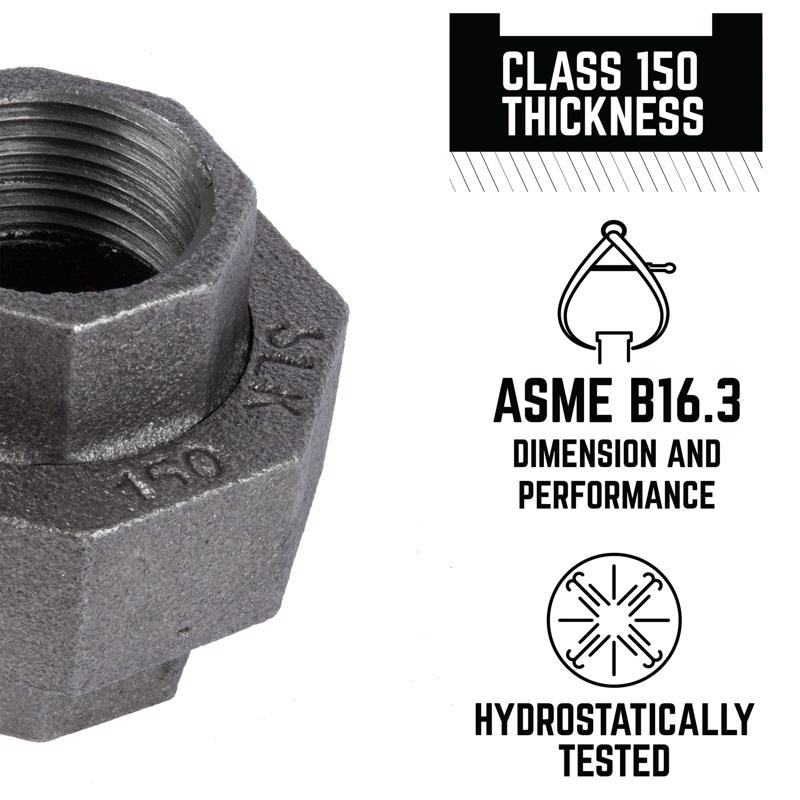 STZ Industries 3/4 in. FIP each X 3/4 in. D FIP Black Malleable Iron Union, Pack of 5