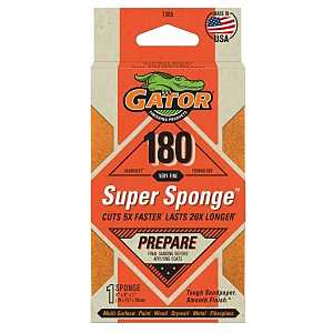 Gator 7365 Moderate Finishing Premium Foam Sanding Sponge, 3 x 5 x 1 in, Medium Grade